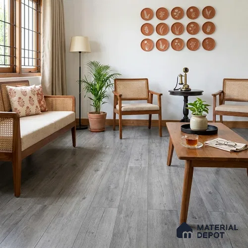 Steel Grey Crystal Finish Vinyl Flooring | VF 00153 | 3 ft x 6 Inch - 2 mm | UV Coated Suitable For Bedroom, Office & Indoor Sports Area