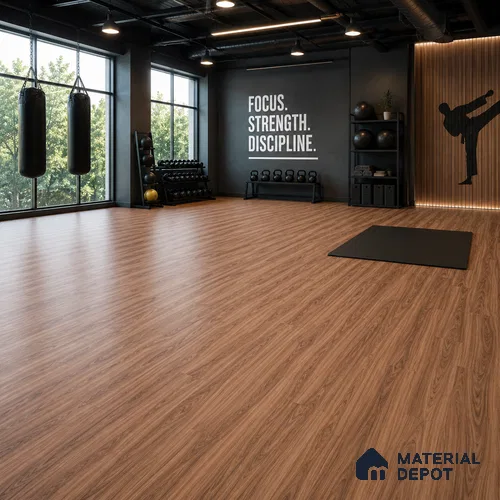 Burma Teak Crystal Finish Vinyl Flooring | VF 00156 | 3 ft x 6 Inch - 2 mm | UV Coated Suitable For Bedroom, Office & Indoor Sports Area