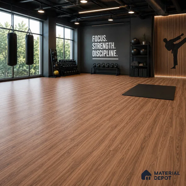 Burma Teak Crystal Finish Vinyl Flooring | VF 00156 | 3 ft x 6 Inch - 2 mm | UV Coated Suitable For Bedroom, Office & Indoor Sports Area
