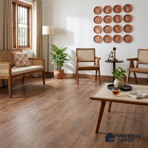 Malasian Pine Crystal Finish Vinyl Flooring | VF 00157 | 3 ft x 6 Inch - 2 mm | UV Coated Suitable For Bedroom, Office & Indoor Sports Area