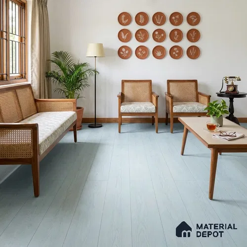 White Ash Wood Crystal Finish Vinyl Flooring | VF 00158 | 3 ft x 6 Inch - 2 mm | UV Coated Suitable For Bedroom, Office & Indoor Sports Area