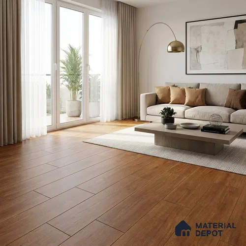 HDF Laminate Wood Floor 4 ft x 7.8 inch - 12 mm | LF 00268 | 10-Year Residential Warranty AC4 Grade | Arc Click DIY Installation With Wax Coating | Paper Joint Groove | Suitable For Living Room, Bedroom & Office