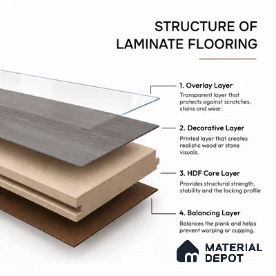 HDF Laminate Wood Floor 4 ft x 7.8 inch - 12 mm | LF 00270 | 10-Year Residential Warranty AC4 Grade | Arc Click DIY Installation With Wax Coating | Paper Joint Groove | Suitable For Living Room, Bedroom & Office