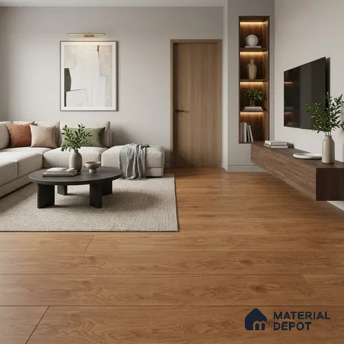 HDF Laminate Wood Floor 4 ft x 7.8 inch - 12 mm | LF 00272 | 10-Year Residential Warranty AC4 Grade | Arc Click DIY Installation With Wax Coating | Paper Joint Groove | Suitable For Living Room, Bedroom & Office