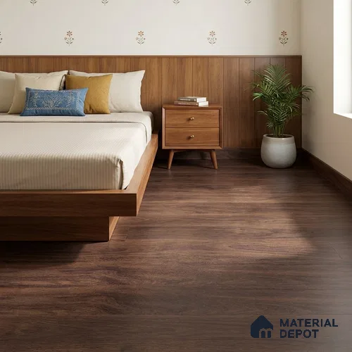 Mocha Crystal Finish Vinyl Flooring | VF 00139 | 3 ft x 6 Inch - 1.5 mm | UV Coated Suitable For Bedroom, Office & Indoor Sports Area