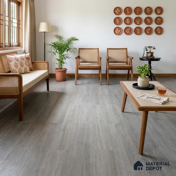 Ash Blonde Crystal Finish Vinyl Flooring | VF 00140 | 3 ft x 6 Inch - 1.5 mm | UV Coated Suitable For Bedroom, Office & Indoor Sports Area