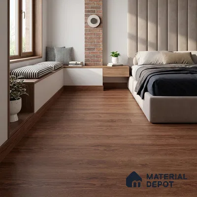 Azeri Mahogany Crystal Finish Vinyl Flooring | VF 00141 | 3 ft x 6 Inch - 1.5 mm | UV Coated Suitable For Bedroom, Office & Indoor Sports Area