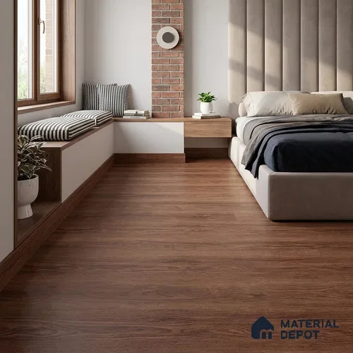 Azeri Mahogany Crystal Finish Vinyl Flooring | VF 00141 | 3 ft x 6 Inch - 1.5 mm | UV Coated Suitable For Bedroom, Office & Indoor Sports Area