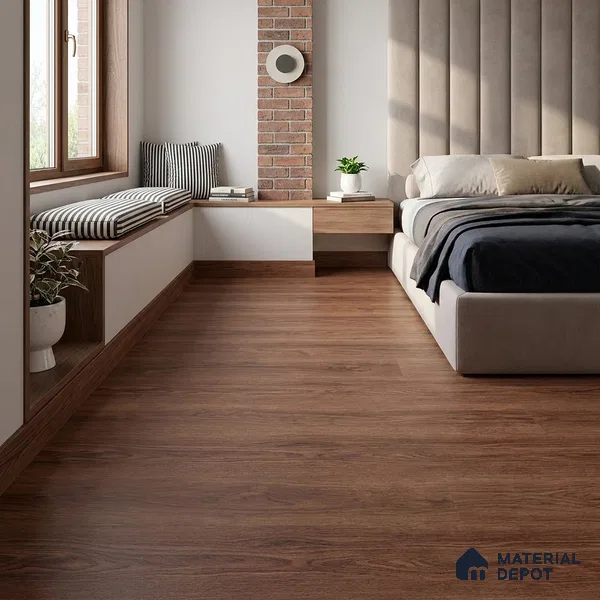 Azeri Mahogany Crystal Finish Vinyl Flooring | VF 00141 | 3 ft x 6 Inch - 1.5 mm | UV Coated Suitable For Bedroom, Office & Indoor Sports Area