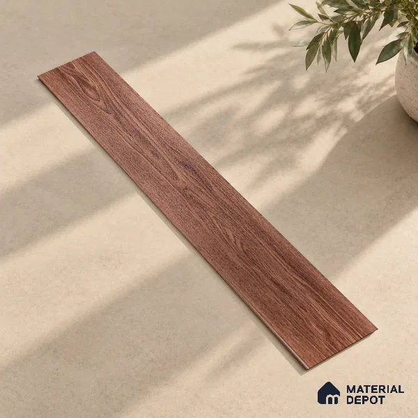 Azeri Mahogany Crystal Finish Vinyl Flooring | VF 00141 | 3 ft x 6 Inch - 1.5 mm | UV Coated Suitable For Bedroom, Office & Indoor Sports Area