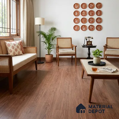 Azeri Mahogany Crystal Finish Vinyl Flooring | VF 00141 | 3 ft x 6 Inch - 1.5 mm | UV Coated Suitable For Bedroom, Office & Indoor Sports Area