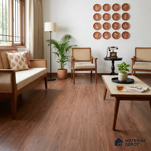 Azeri Mahogany Crystal Finish Vinyl Flooring | VF 00141 | 3 ft x 6 Inch - 1.5 mm | UV Coated Suitable For Bedroom, Office & Indoor Sports Area