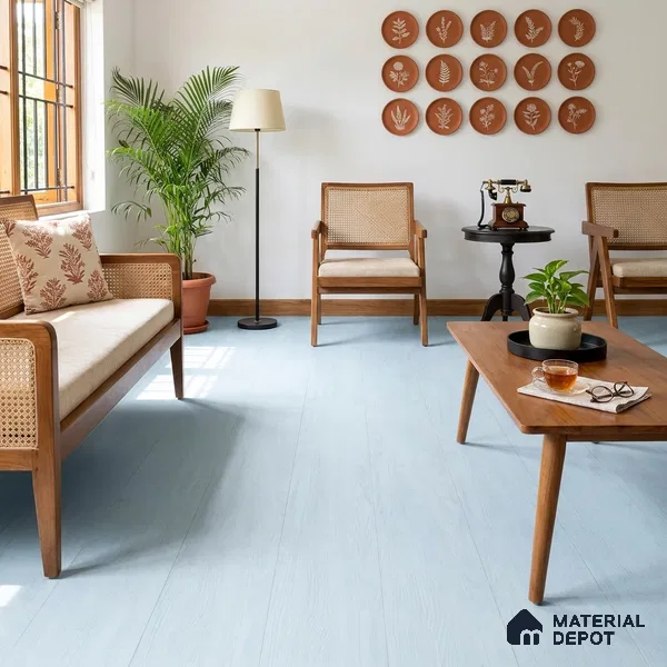 Silver Grey Crystal Finish Vinyl Flooring | VF 00142 | 3 ft x 6 Inch - 1.5 mm | UV Coated Suitable For Bedroom, Office & Indoor Sports Area