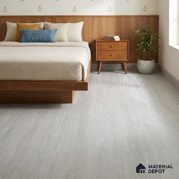 Pearl Mist Crystal Finish Vinyl Flooring | VF 00143 | 3 ft x 6 Inch - 1.5 mm | UV Coated Suitable For Bedroom, Office & Indoor Sports Area