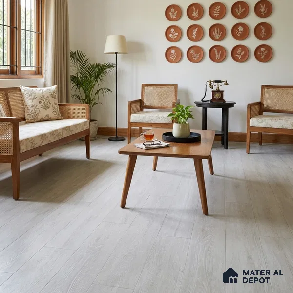 Pearl Mist Crystal Finish Vinyl Flooring | VF 00143 | 3 ft x 6 Inch - 1.5 mm | UV Coated Suitable For Bedroom, Office & Indoor Sports Area