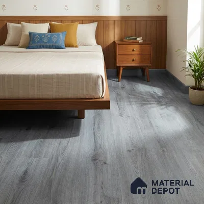 Metallic Grey Crystal Finish Vinyl Flooring | VF 00148 | 3 ft x 6 Inch - 1.5 mm | UV Coated Suitable For Bedroom, Office & Indoor Sports Area