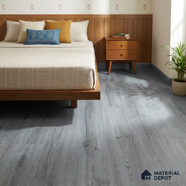 Metallic Grey Crystal Finish Vinyl Flooring | VF 00148 | 3 ft x 6 Inch - 1.5 mm | UV Coated Suitable For Bedroom, Office & Indoor Sports Area