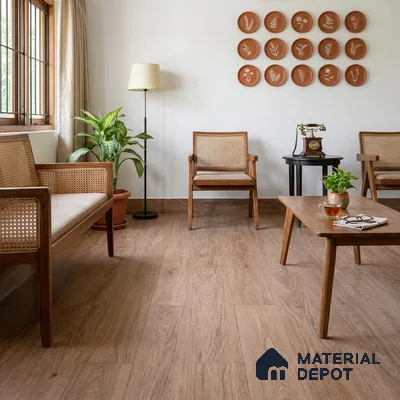 African Oak Crystal Finish Vinyl Flooring | VF 00150 | 3 ft x 6 Inch - 1.5 mm | UV Coated Suitable For Bedroom, Office & Indoor Sports Area