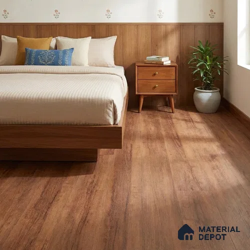 Texas Merbau Crystal Finish Vinyl Flooring | VF 00151 | 3 ft x 6 Inch - 1.5 mm | UV Coated Suitable For Bedroom, Office & Indoor Sports Area
