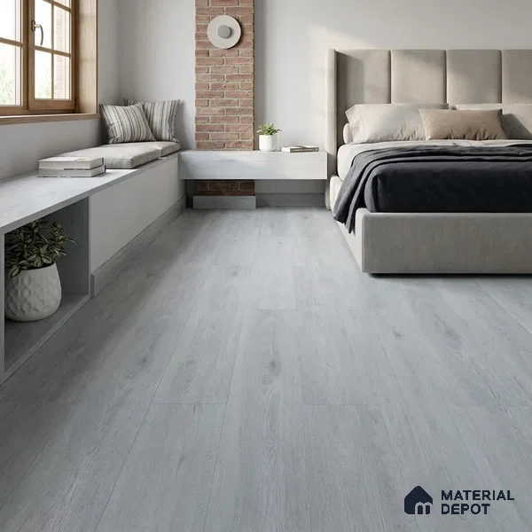 Ash Grey Crystal Finish Vinyl Flooring | VF 00121 | 3 ft x 6 Inch - 1.5 mm | UV Coated Suitable For Bedroom, Office & Indoor Sports Area