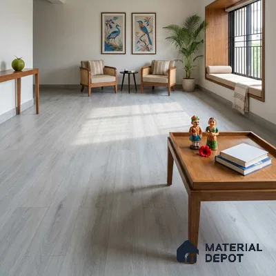 Ash Grey Crystal Finish Vinyl Flooring | VF 00121 | 3 ft x 6 Inch - 1.5 mm | UV Coated Suitable For Bedroom, Office & Indoor Sports Area