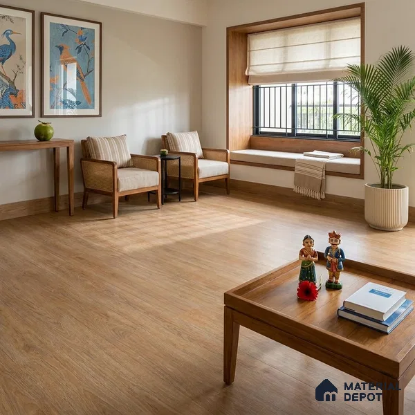 Virgin Pine Crystal Finish Vinyl Flooring | VF 00127 | 3 ft x 6 Inch - 2 mm | UV Coated Suitable For Bedroom, Office & Indoor Sports Area