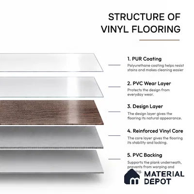 Quarter Wood Crystal Finish Vinyl Flooring | VF 00129 | 3 ft x 6 Inch - 2 mm | UV Coated Suitable For Bedroom, Office & Indoor Sports Area