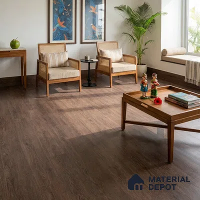 Quarter Wood Crystal Finish Vinyl Flooring | VF 00129 | 3 ft x 6 Inch - 2 mm | UV Coated Suitable For Bedroom, Office & Indoor Sports Area