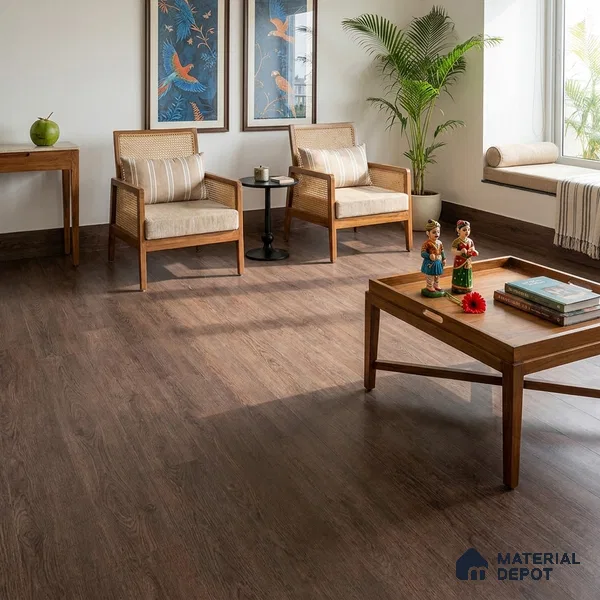 Quarter Wood Crystal Finish Vinyl Flooring | VF 00129 | 3 ft x 6 Inch - 2 mm | UV Coated Suitable For Bedroom, Office & Indoor Sports Area