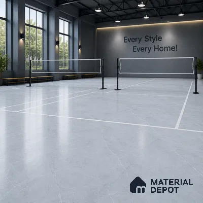 Armani Grey Crystal Finish Vinyl Flooring | VF 00133 | 2 ft x 2 ft - 2 mm | UV Coated Suitable For Bedroom, Office & Indoor Sports Area