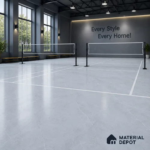Armani Grey Crystal Finish Vinyl Flooring | VF 00133 | 2 ft x 2 ft - 2 mm | UV Coated Suitable For Bedroom, Office & Indoor Sports Area