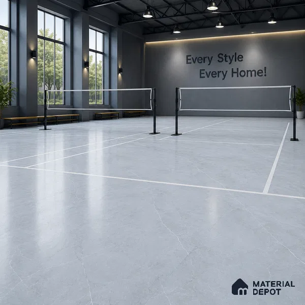 Armani Grey Crystal Finish Vinyl Flooring | VF 00133 | 2 ft x 2 ft - 2 mm | UV Coated Suitable For Bedroom, Office & Indoor Sports Area