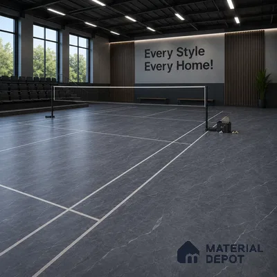 Armani Nero Crystal Finish Vinyl Flooring | VF 00134 | 2 ft x 2 ft - 2 mm | UV Coated Suitable For Bedroom, Office & Indoor Sports Area