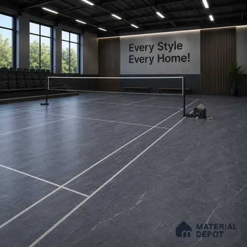 Armani Nero Crystal Finish Vinyl Flooring | VF 00134 | 2 ft x 2 ft - 2 mm | UV Coated Suitable For Bedroom, Office & Indoor Sports Area