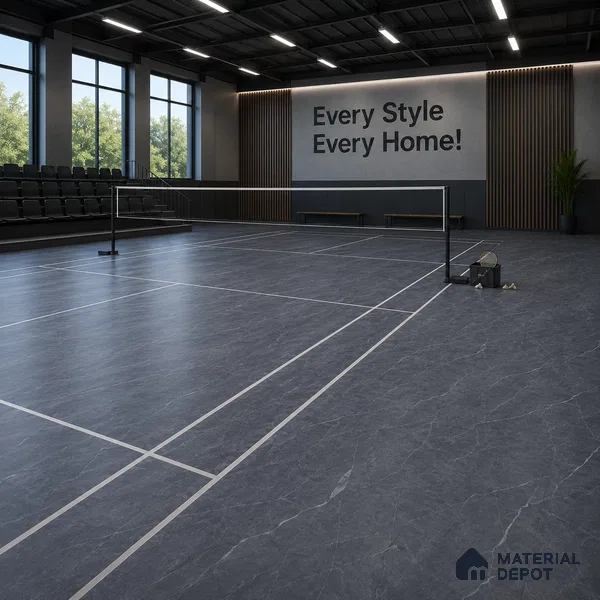 Armani Nero Crystal Finish Vinyl Flooring | VF 00134 | 2 ft x 2 ft - 2 mm | UV Coated Suitable For Bedroom, Office & Indoor Sports Area