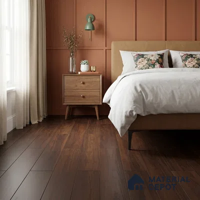 HDF Laminate Wood Floor 4 ft x 7.7 inch - 8 mm | LF 00254 | 10-Year Residential Warranty | AC4 Grade | Wax Coated & Unilin Patented Locking | Suitable For Living Room, Bedroom & Office