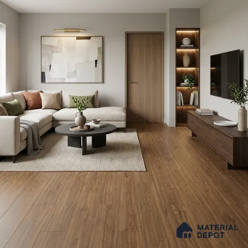 HDF Laminate Wood Floor 4 ft x 8 inch - 8 mm | LF 00242 | Arc Click DIY Installation & Paper Joint Groove | 10-Year Residential Warranty | AC4 Grade | Suitable For Living Room, Bedroom & Office