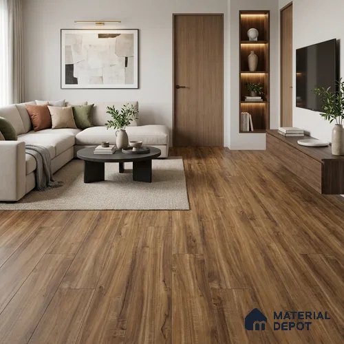 HDF Laminate Wood Floor 4 ft x 8 inch - 8 mm | LF 00249 | Arc Click DIY Installation & Paper Joint Groove | 10-Year Residential Warranty | AC4 Grade | Suitable For Living Room, Bedroom & Office