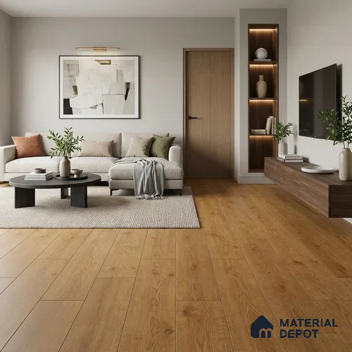 HDF Laminate Wood Floor 4 ft x 8 inch - 8 mm | LF 00260 | Arc Click DIY Installation & Paper Joint Groove | 10-Year Residential Warranty | AC4 Grade | Suitable For Living Room, Bedroom & Office