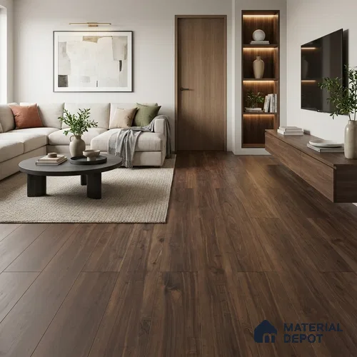 HDF Laminate Wood Floor 4 ft x 7.7 inch - 8 mm | LF 00247 | 10-Year Residential Warranty | AC4 Grade | Wax Coated & Unilin Patented Locking | Suitable For Living Room, Bedroom & Office
