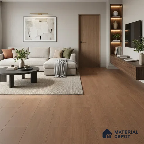 HDF Laminate Wood Floor 4 ft x 7.7 inch - 8 mm | LF 00256 | 10-Year Residential Warranty | AC4 Grade | Wax Coated & Unilin Patented Locking | Suitable For Living Room, Bedroom & Office
