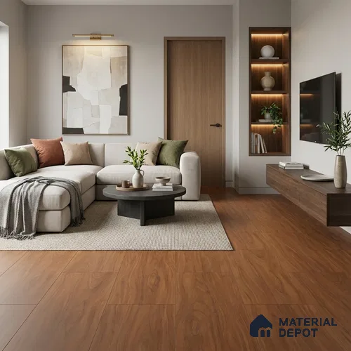 HDF Laminate Wood Floor 4 ft x 7.7 inch - 8 mm | LF 00251 | 10-Year Residential Warranty | AC4 Grade | Wax Coated & Unilin Patented Locking | Suitable For Living Room, Bedroom & Office