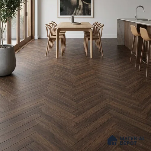 HDF Herringbone Laminate Wood Floor 2 ft x 4 inch - 8 mm | LF 00293 | 10-Year Residential Warranty AC4 Grade | Single Click Lock DIY Installation | Suitable For Living Room, Bedroom & Office