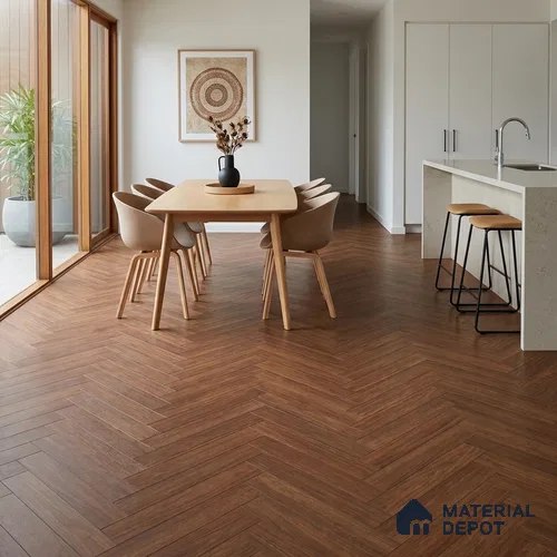 HDF Herringbone Laminate Wood Floor 2 ft x 4 inch - 8 mm | LF 00295 | 10-Year Residential Warranty AC4 Grade | Single Click Lock DIY Installation | Suitable For Living Room, Bedroom & Office