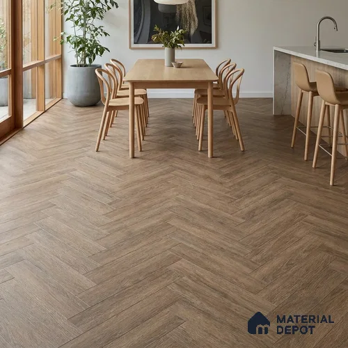 HDF Herringbone Laminate Wood Floor 2 ft x 4 inch - 8 mm | LF 00296 | 10-Year Residential Warranty AC4 Grade | Single Click Lock DIY Installation | Suitable For Living Room, Bedroom & Office