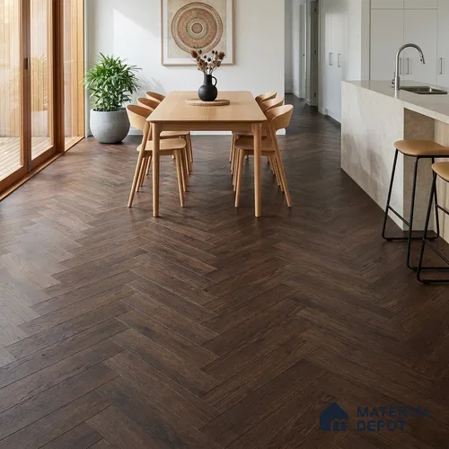 HDF Herringbone Laminate Wood Floor 2 ft x 4 inch - 8 mm | LF 00297 | 10-Year Residential Warranty AC4 Grade | Single Click Lock DIY Installation | Suitable For Living Room, Bedroom & Office
