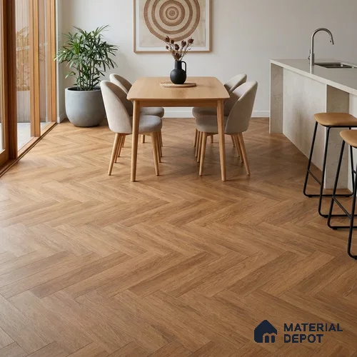 HDF Herringbone Laminate Wood Floor 2 ft x 4 inch - 8 mm | LF 00298 | 10-Year Residential Warranty AC4 Grade | Single Click Lock DIY Installation | Suitable For Living Room, Bedroom & Office