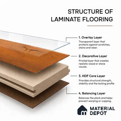 HDF Laminate Wood Floor 4 ft x 7.8 inch - 12 mm | LF 00356 | 10-Year Residential Warranty AC4 Grade | Arc Click DIY Installation With Wax Coating | Paper Joint Groove | Suitable For Living Room, Bedroom & Office