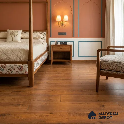 HDF Laminate Wood Floor 4 ft x 7.8 inch - 12 mm | LF 00356 | 10-Year Residential Warranty AC4 Grade | Arc Click DIY Installation With Wax Coating | Paper Joint Groove | Suitable For Living Room, Bedroom & Office