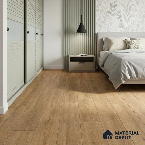 Sand Oak Laminate Wood Floor 4.13 ft x 9.6 inch - 8 mm | LF 00354 D | AC4 Grade 25-Year Residential Warranty | Unilin Click Lock DIY Installation | Suitable For Living Room, Bedroom & Office